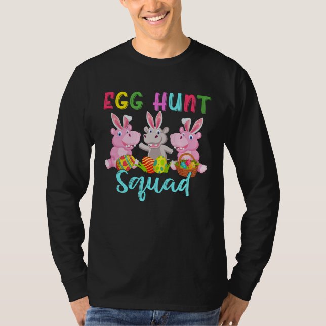 Camiseta Egg Hunt Squad Three Easter Bunny Hippos Hunting E (Anverso)