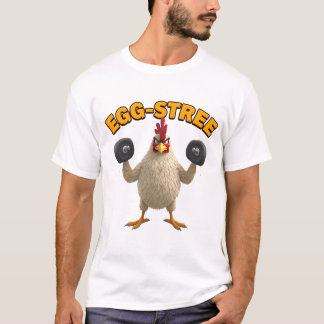 Camiseta Egg-Streme” Funny Gym Chicken T-shirt Cute Fitness