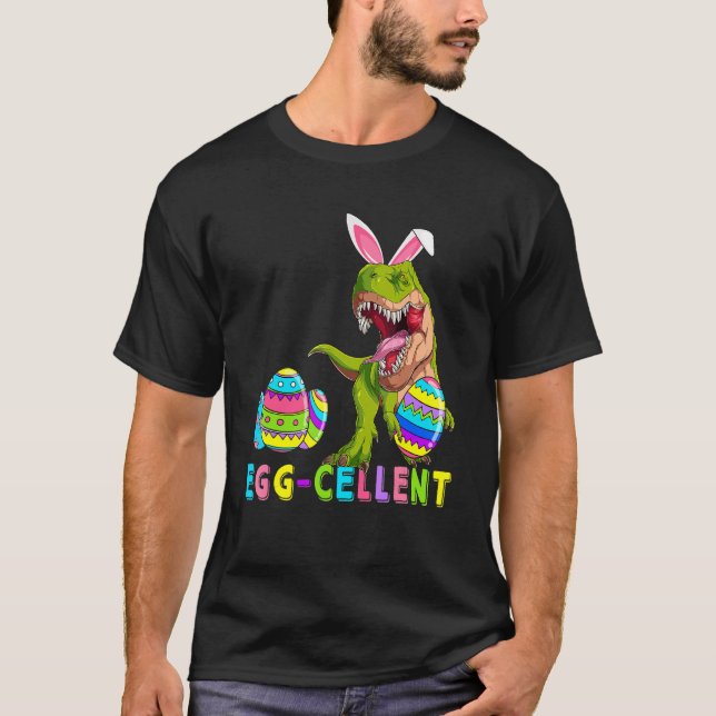Camiseta Eggcellent Cellent Hunter Dinosaur Bunny rex (Anverso)