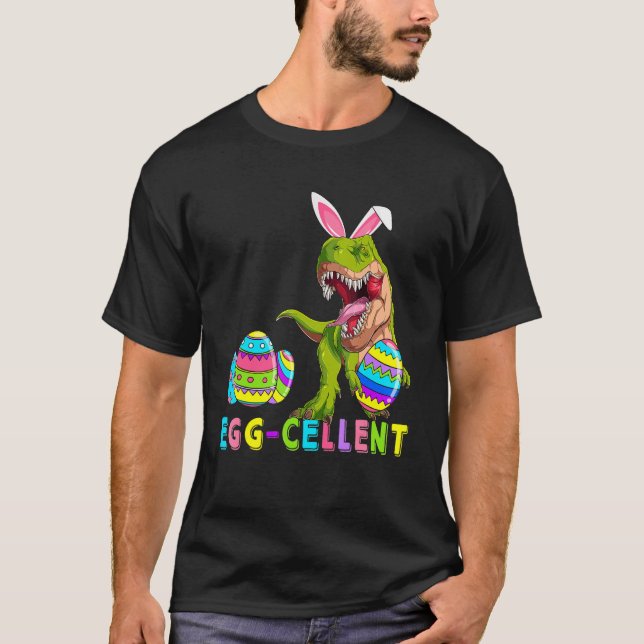 Camiseta Eggcellent Eggs Cellent Hunter Dinosaur Bunny rex  (Anverso)