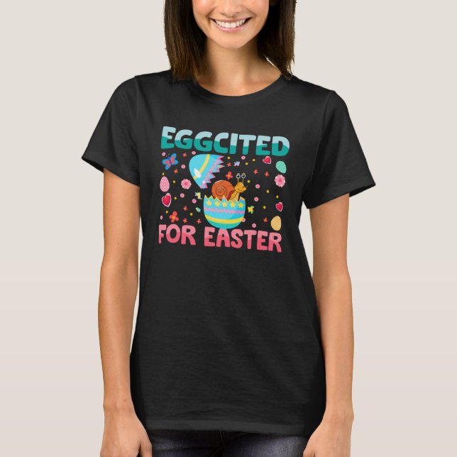 Camiseta Eggcited For Easter Bunny Snail Rabbit  Kids (Anverso)