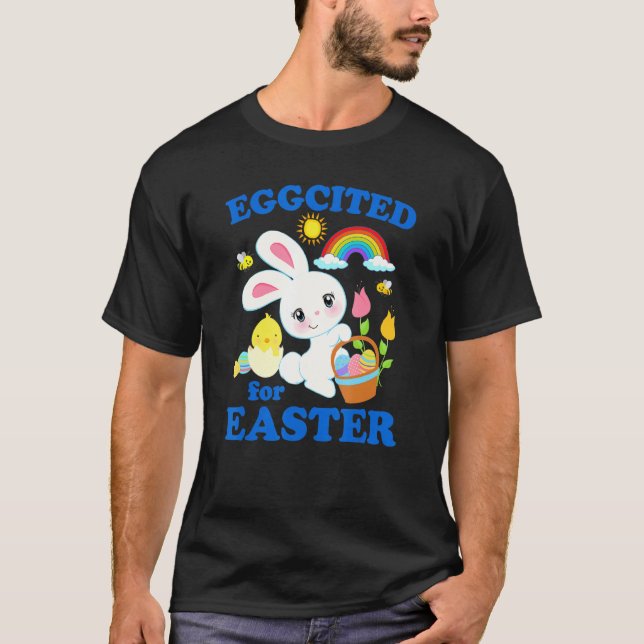 Camiseta Eggiting For Easter Funny Easter Bunny Pun Rainbow (Anverso)