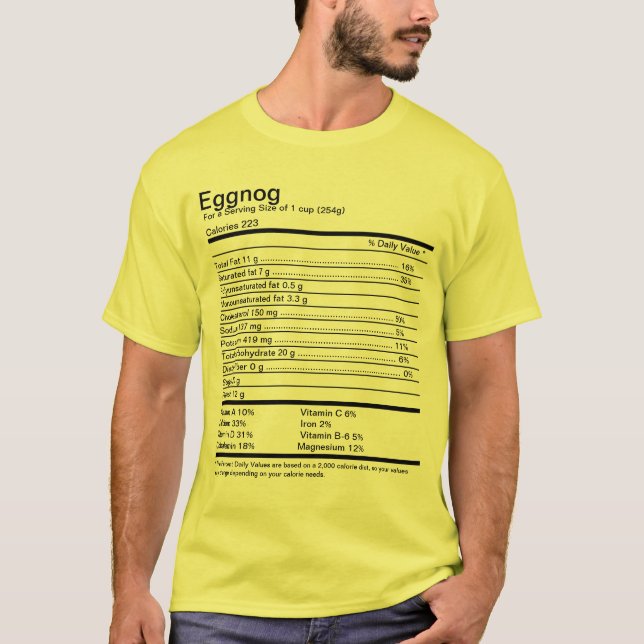 Camiseta Eggnog Hechos Nutricionales (Anverso)