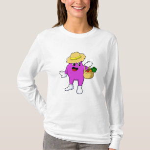 Camiseta Eggplant como agricultor con zanahoria