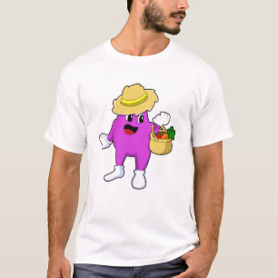 Camiseta Eggplant como agricultor con zanahoria