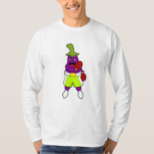 Camiseta Eggplant escribe en Boxing con guantes de boxeo