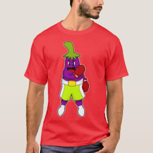 Camiseta Eggplant escribe en Boxing con guantes de boxeo