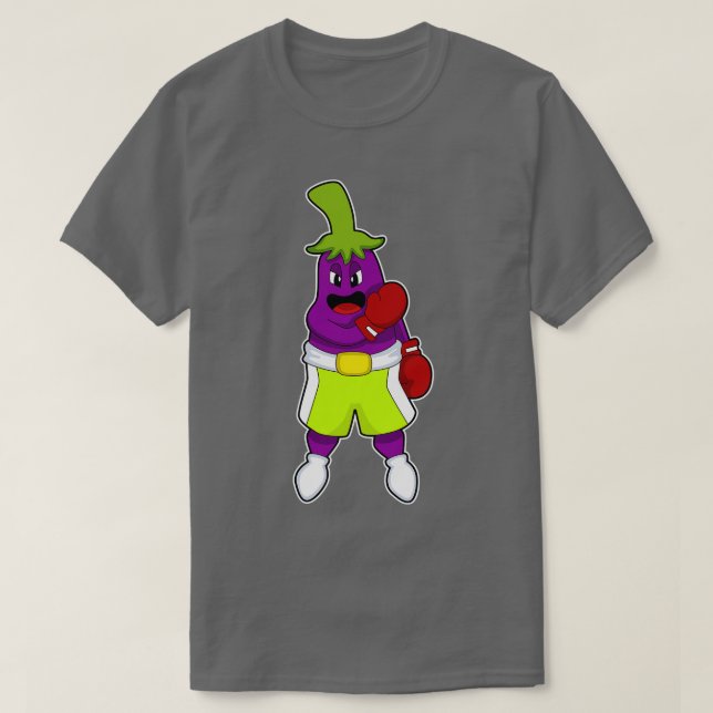 Camiseta Eggplant escribe en Boxing con guantes de boxeo (Diseño del anverso)