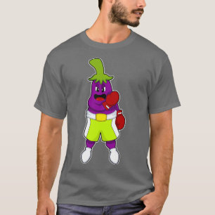 Camiseta Eggplant escribe en Boxing con guantes de boxeo