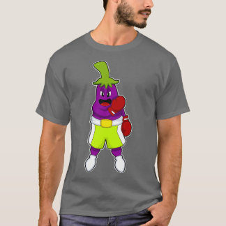 Camiseta Eggplant escribe en Boxing con guantes de boxeo