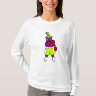 Camiseta Eggplant escribe en Boxing con guantes de boxeo