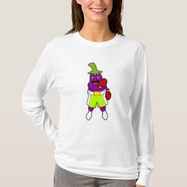 Camiseta Eggplant escribe en Boxing con guantes de boxeo (Anverso)