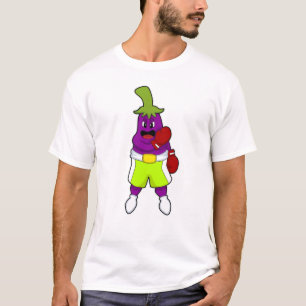 Camiseta Eggplant escribe en Boxing con guantes de boxeo