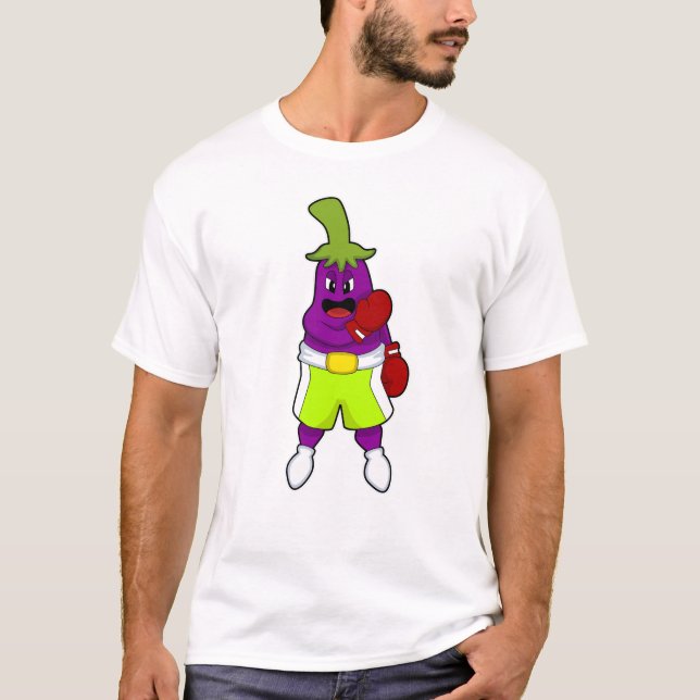 Camiseta Eggplant escribe en Boxing con guantes de boxeo (Anverso)