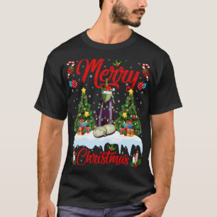 Camiseta Eggplant Fruit Lover Xmas Iluminación Santa Eggpla