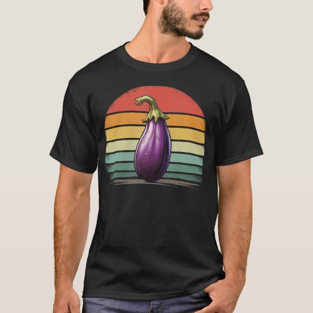 Camiseta Eggplant Vegetable Retro Style Distressed Vintage  (Anverso)
