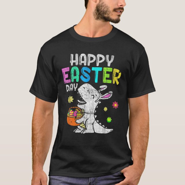 Camiseta Eggs Basket Bunny T Rex Dinosaur Funny Easter S Bo (Anverso)