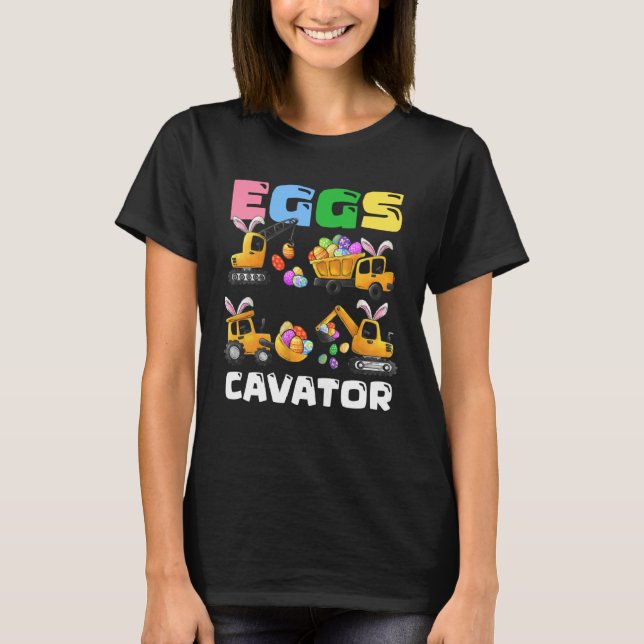 Camiseta Eggs Cavator Easter Bunny Construction Trucks Boys (Anverso)