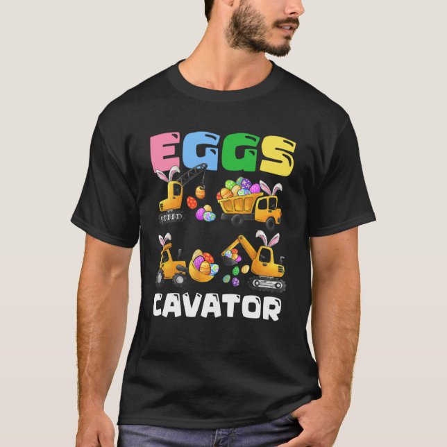 Camiseta Eggs Cavator Easter Bunny Construction Trucks Boys (Anverso)