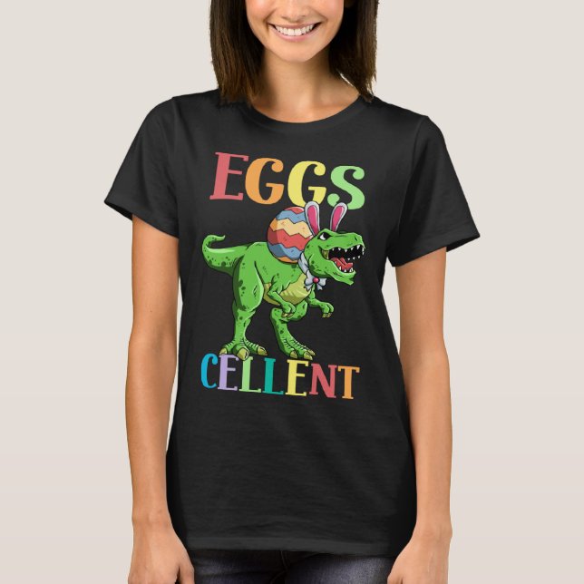 Camiseta Eggs Cellent Easter Rex Dinosaur Bunny Kids Dino B (Anverso)
