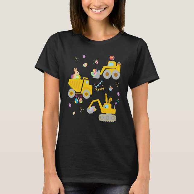 Camiseta EggsCavator Excavator Hunting Egg Easter Construct (Anverso)