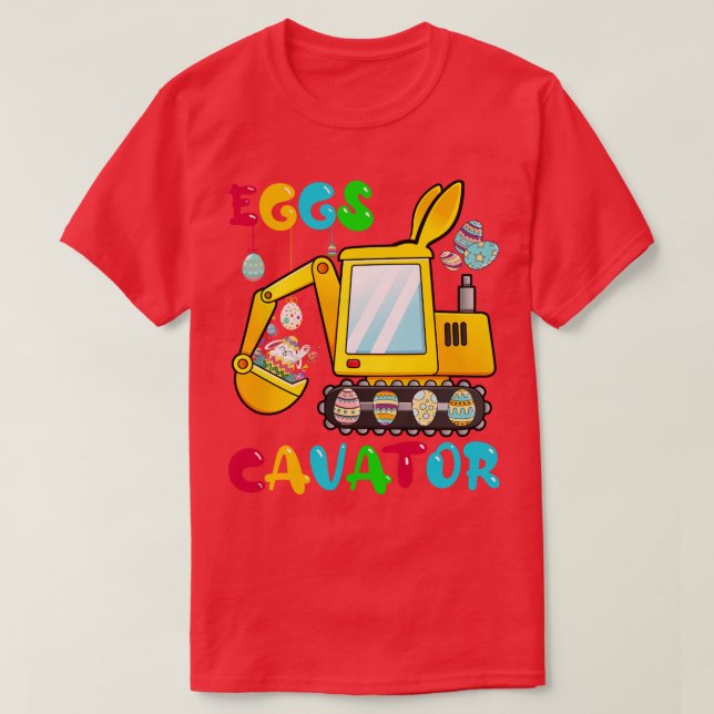 Camiseta EggsCavator Happy Easter Funny Excavator Hunting E (Diseño del anverso)