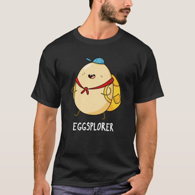 Camiseta Eggsplorer Funny Egg Explorer Pun Dark BG (Anverso)