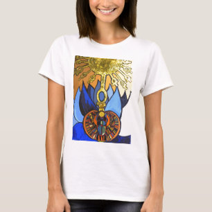 Camiseta egipcia de Lotus azul Aten del escarabajo