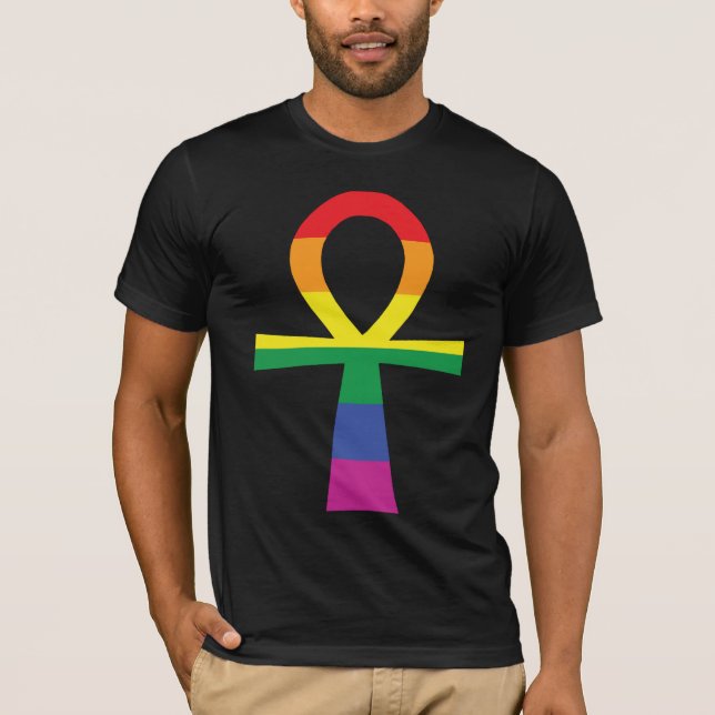 Camiseta Egipcio Ankh del orgullo gay (Anverso)