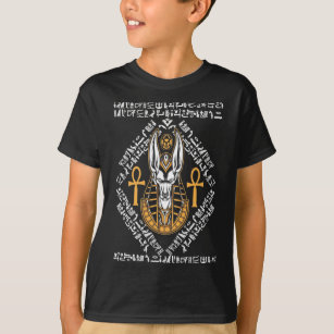 Camiseta Egipcio Dios Anubis Ankh Egipto Hieroglíficos