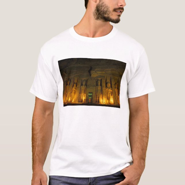 Camiseta Egipto, Abu Simbel, fachada iluminada de pequeño (Anverso)