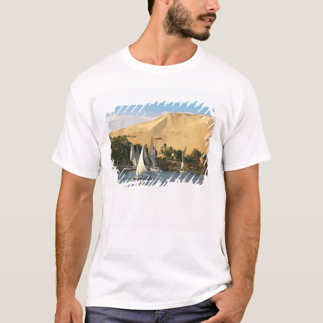 Camiseta Egipto, Asuán, río Nilo, veleros Felucca, 2 (Anverso)