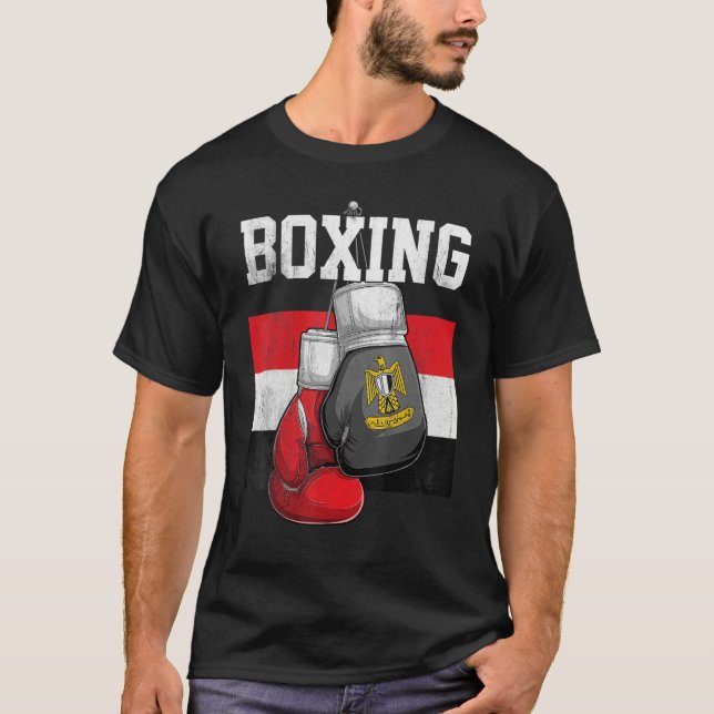 Camiseta Egipto: Guantes de boxeo boxean bandera egipcia (Anverso)