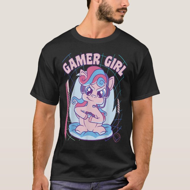 Camiseta eGirl Unicorn Gamer Girl (Anverso)