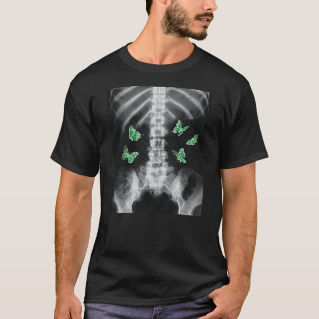 Camiseta Egirl Xray Skeleton Green Butterfly Harajuku Dark  (Anverso)