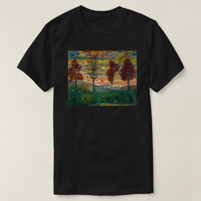 Camiseta Egon Schiele Paintings | Vier Baeume -Four Trees  (Diseño del anverso)