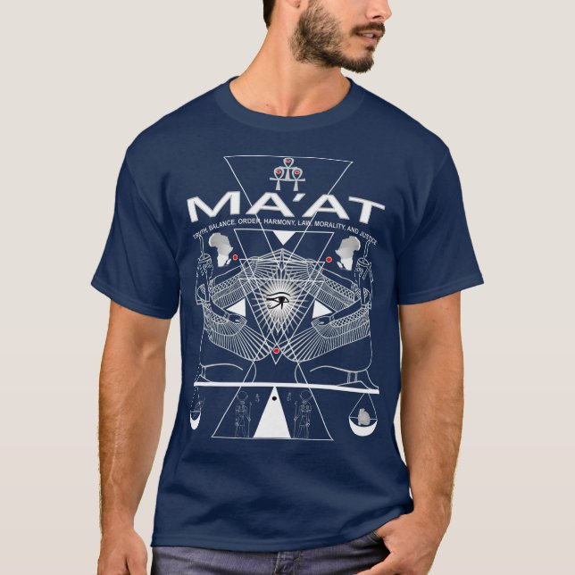 Camiseta Egyptian Goddess Maat  Kemetic Ankh Pyramid (Anverso)