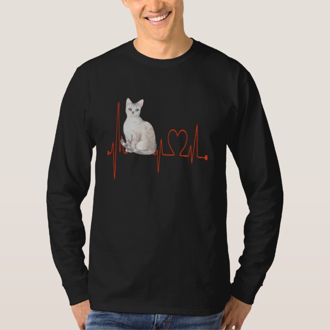 Camiseta Egyptian Ma My Heartbeat EKG Cat Mom Cat Dad Cat (Anverso)
