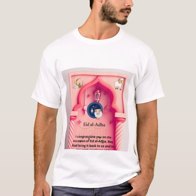 Camiseta Eid Al-Adha en rosa — Un toque artístico alegre (Anverso)