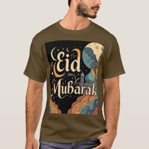 Camiseta Eid Mubarak Mezcla Con Una Mezquita Elegante