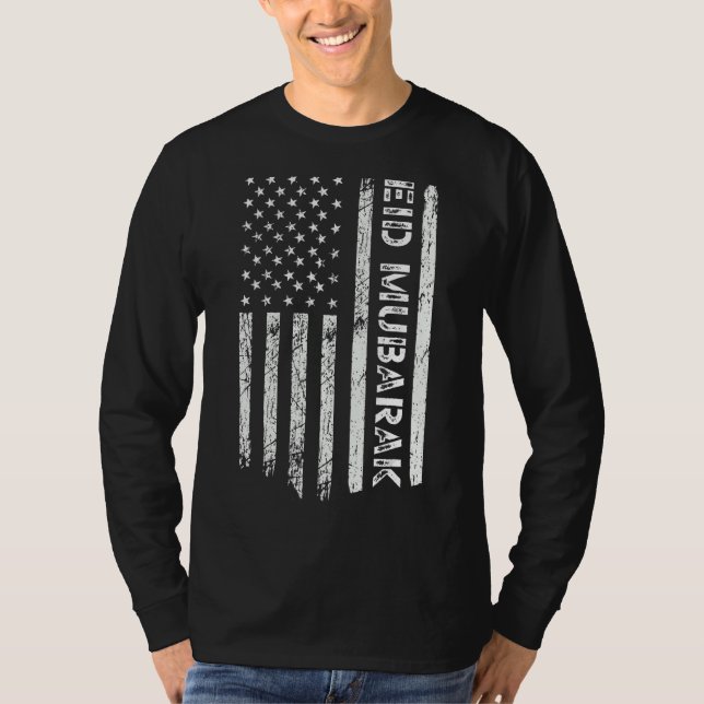 Camiseta Eid Mubarak Para Hombres Musulmanes Estadounidense (Anverso)