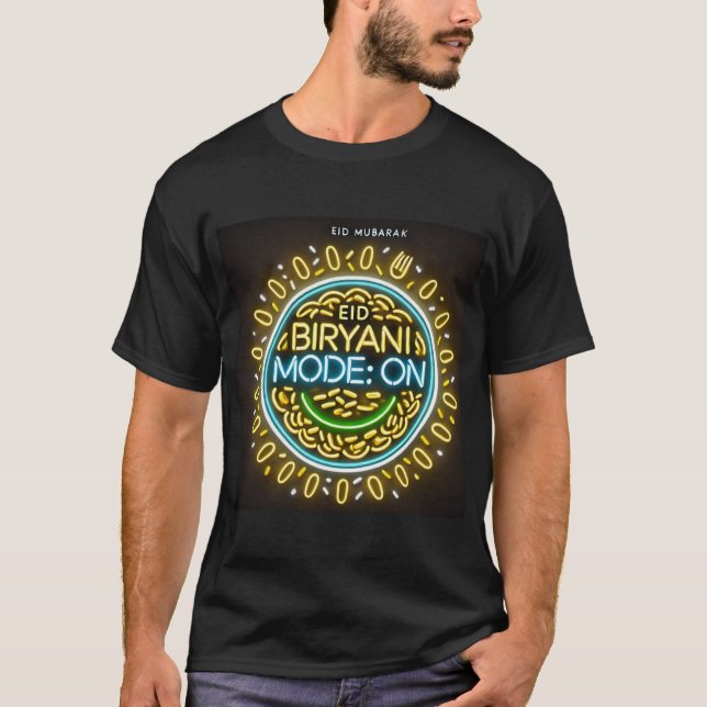Camiseta Eid Ul Fitr Biryani Mode ON Neon Style Tshirt (Anverso)