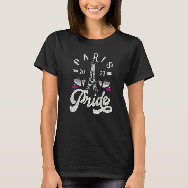 Camiseta Eiffel Tower Asexual Pride Flag Paris Pride 2023 (Anverso)