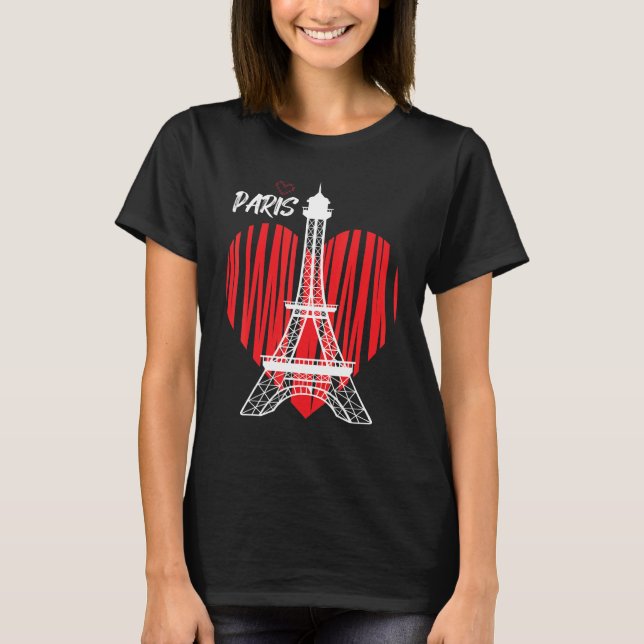 Camiseta Eiffel Tower Heart Love Paris France Souvenir Fren (Anverso)