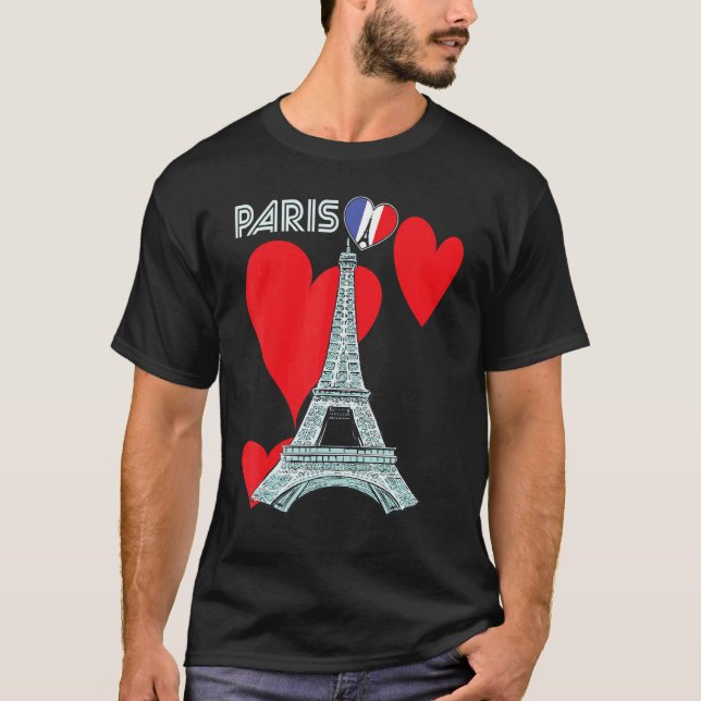 Camiseta Eiffel Tower I Love Paris France Souvenir French (Anverso)