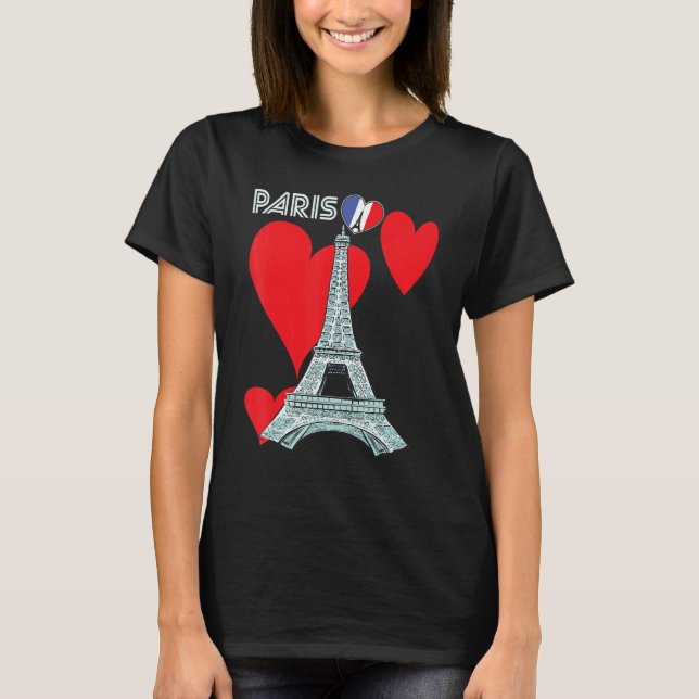Camiseta Eiffel Tower I Love Paris France Souvenir French (Anverso)