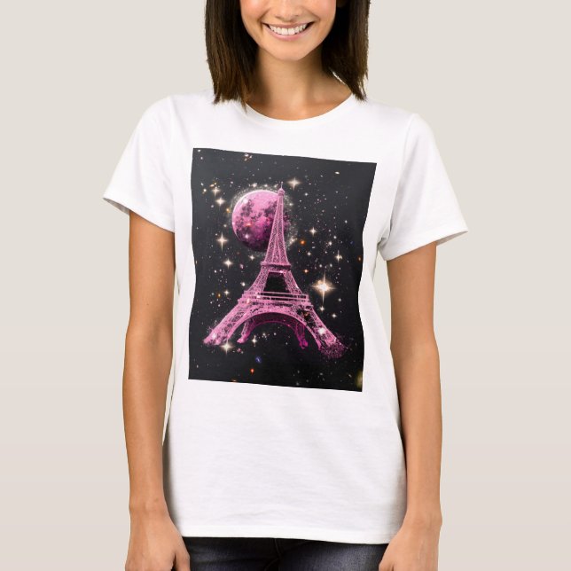 Camiseta Eiffel Tower Night Moon            (Anverso)