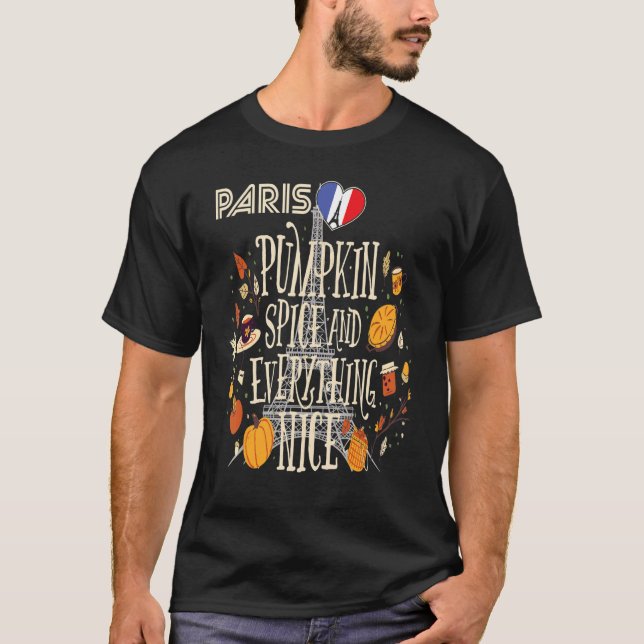 Camiseta Eiffel Tower Pumpkin Paris Autumn France Fall in F (Anverso)
