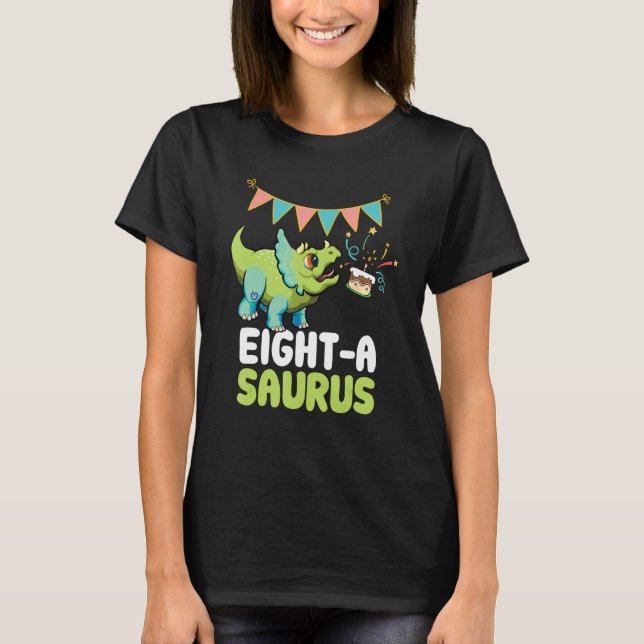 Camiseta Eight a saurus Dinosaur  Cute Kiddo Triceratops (Anverso)