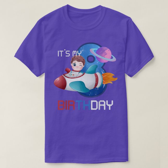 Camiseta Eight Birthday Little Space Lover Boy 8 Years Astr (Diseño del anverso)